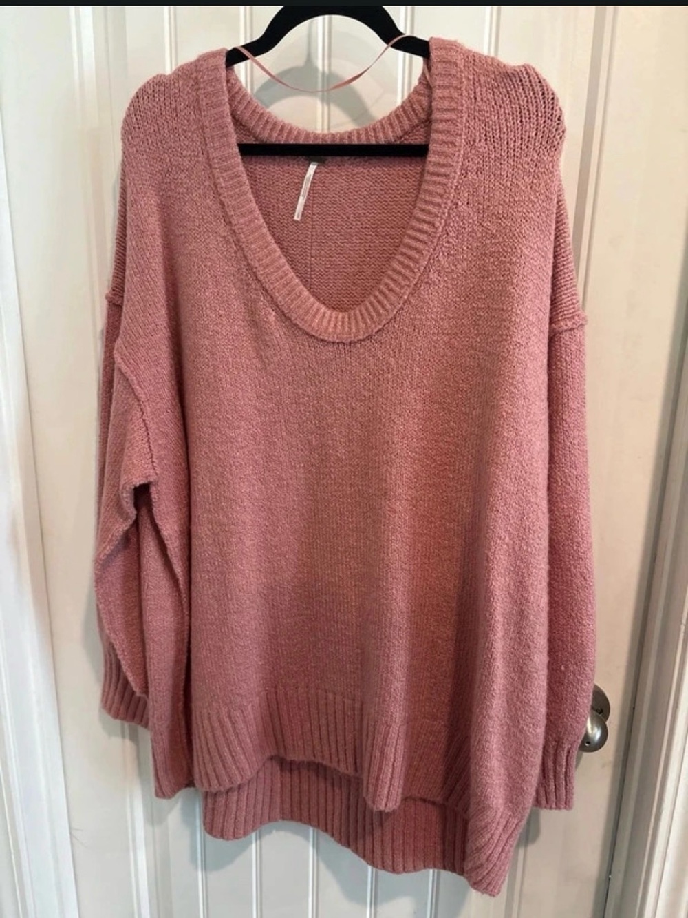 Free People Oversized Scoop Neck Sweater - Dusty Rose Pink